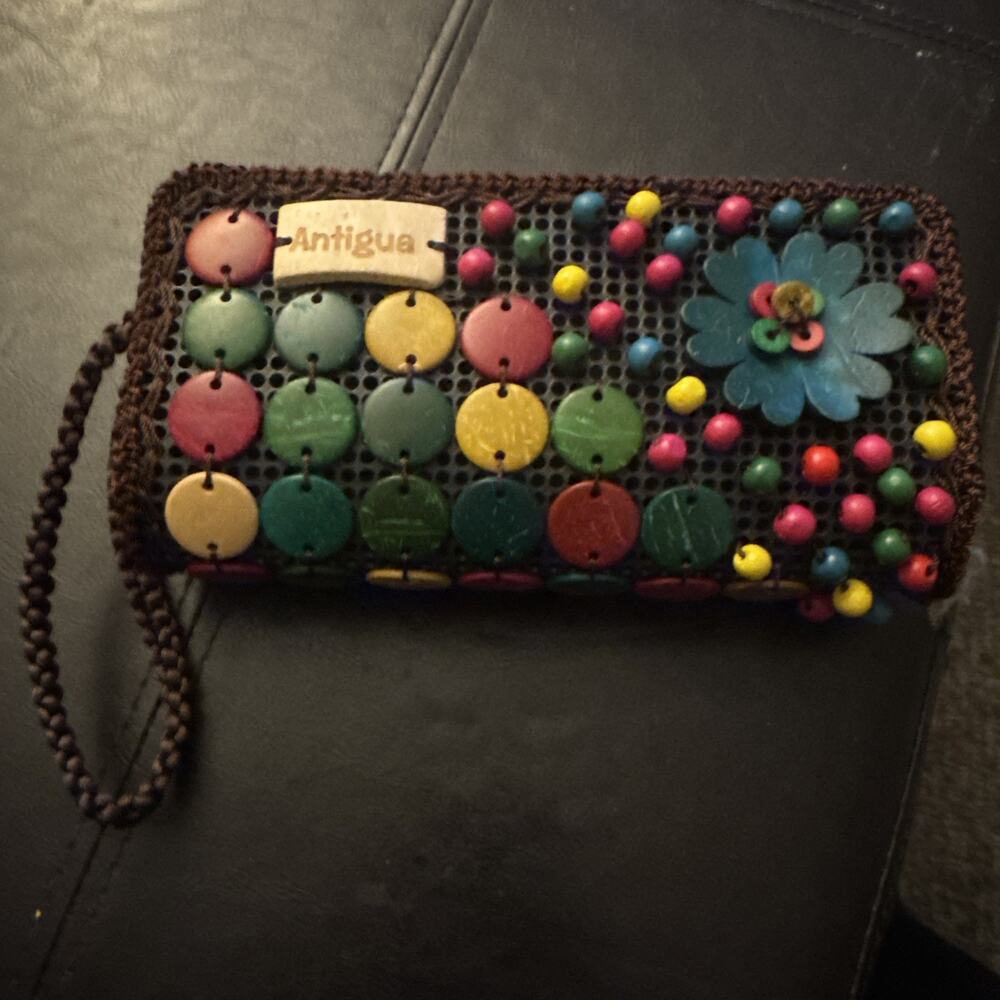Antigua Colorful Coconut Shell Crossbody Wristlet